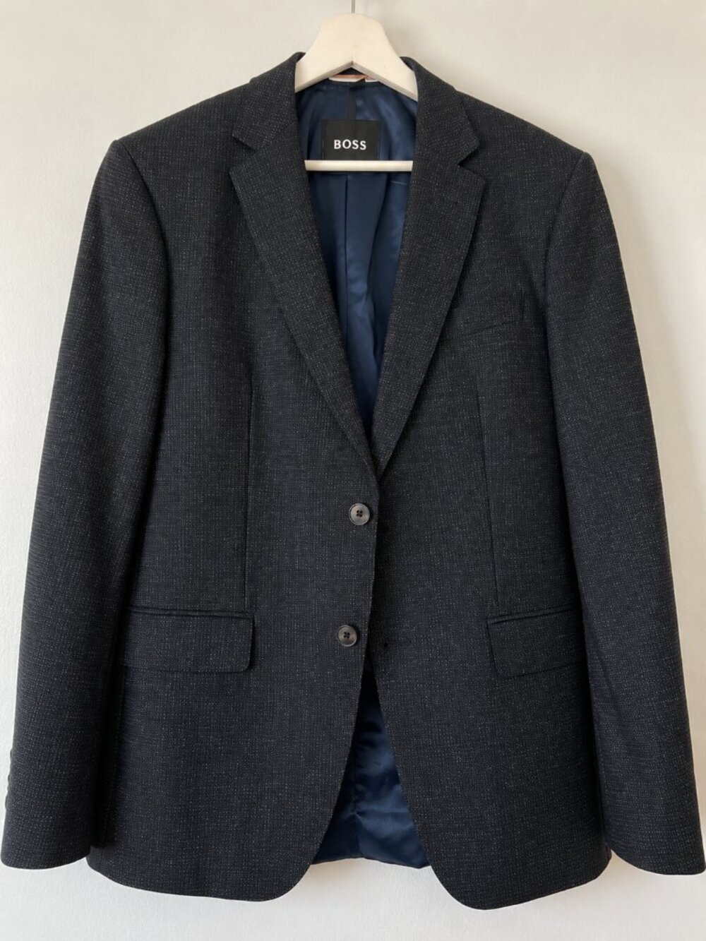 BOSS Men's Black/Blue Textured Two-Button Sport Coat - MATCHING PANTS AVAILABLE